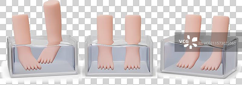 3D腿部在清水浴缸中的一组图片素材