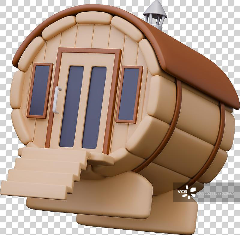 带窗户的圆形桑拿迷你房屋图片素材