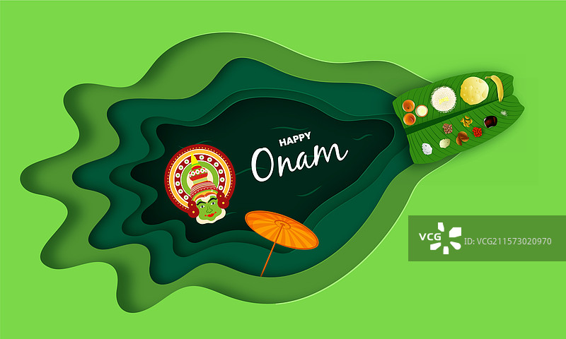 快乐的奥南节抽象剪纸概念设计图片素材