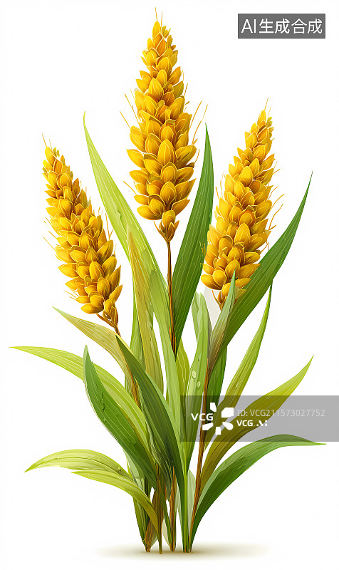 【AI数字艺术】麦穗 绿叶图片素材