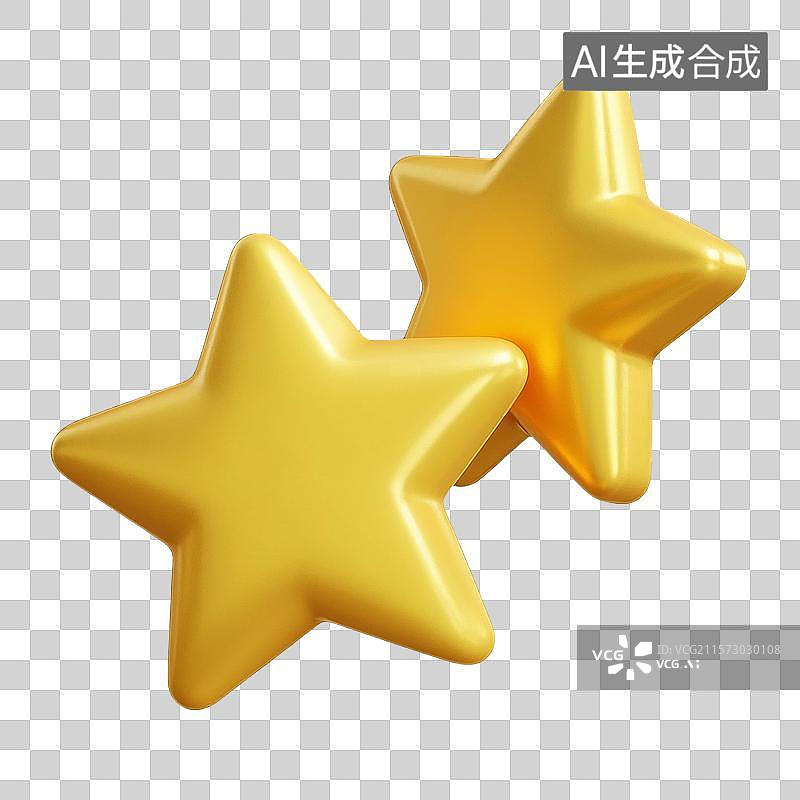 【AI数字艺术】3D 立体金色星星装饰元素图片素材