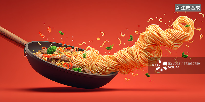 【AI数字艺术】飞舞的意大利面图片素材