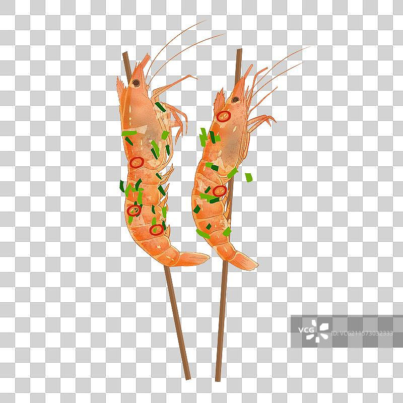 烤大虾插画图片素材