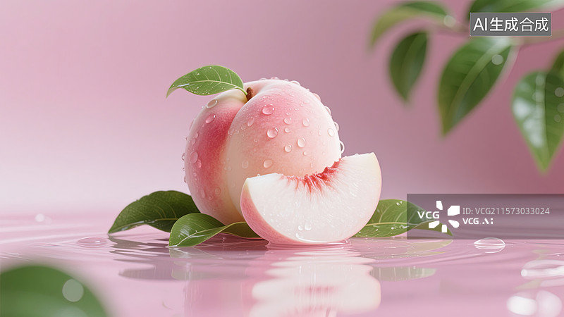 【AI数字艺术】水润蜜桃的甜蜜诱惑图片素材