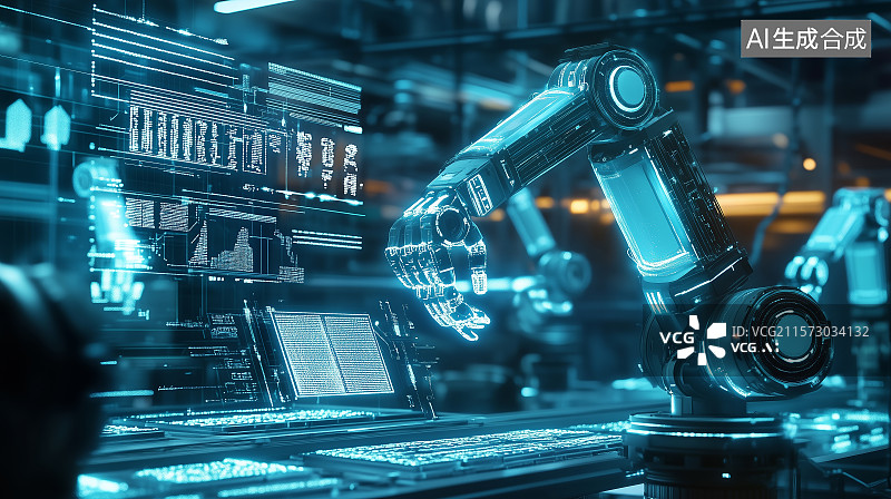 【AI数字艺术】现代制造工厂车间内部的设备图片素材