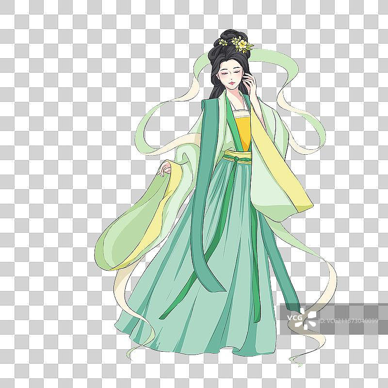 古风美女仕女图中秋仙子古装汉服.图片素材