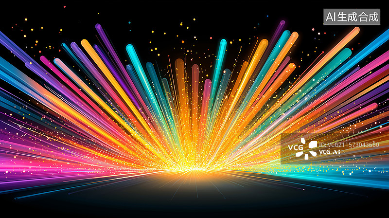 【AI数字艺术】彩色光束汇聚效果图片素材