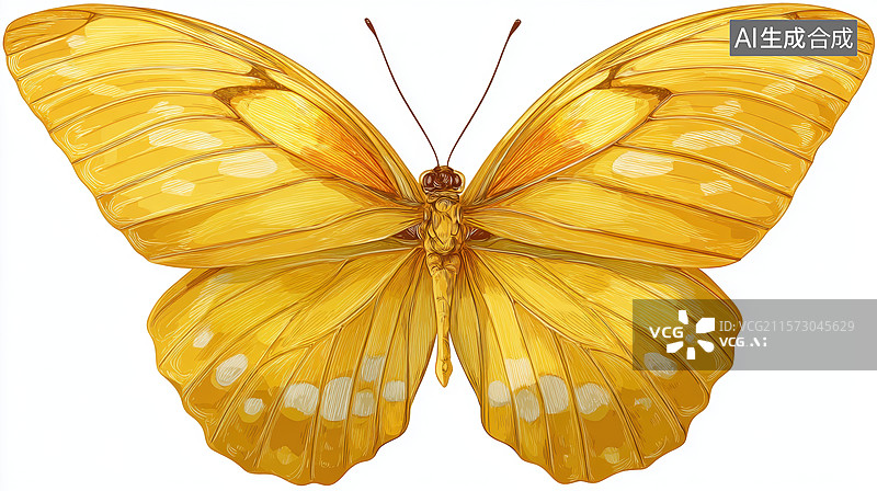 【AI数字艺术】黄色蝴蝶的细腻描绘图片素材