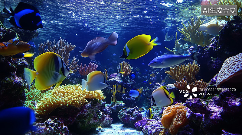 【AI数字艺术】水族馆美人鱼表演图片素材