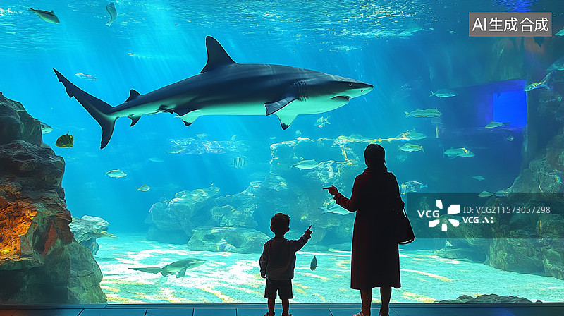 【AI数字艺术】水族馆美人鱼表演图片素材