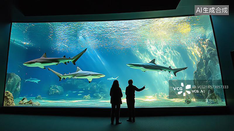 【AI数字艺术】水族馆美人鱼表演图片素材