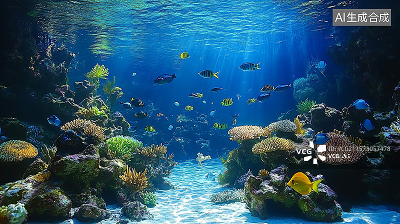 【AI数字艺术】水族馆美人鱼表演图片素材