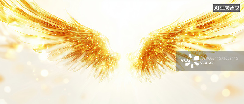 【AI数字艺术】金色翅膀的光辉细节图片素材