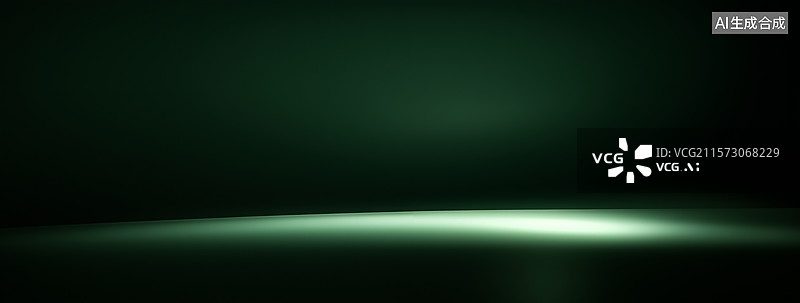 【AI数字艺术】绿色渐变背景下的弧形光带图片素材