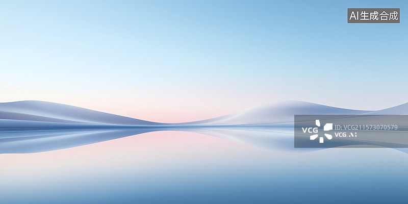 【AI数字艺术】平静如镜的蓝色水面图片素材