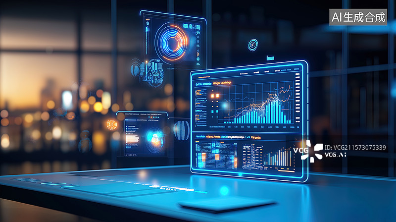 【AI数字艺术】现代数字仪表盘界面图片素材