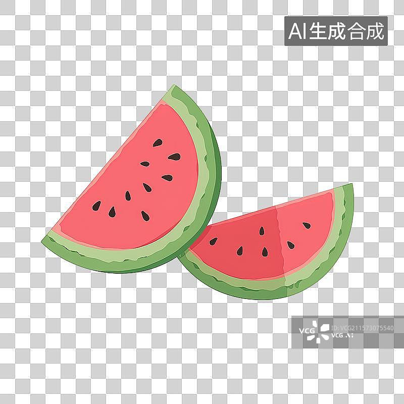 【AI数字艺术】卡通扁平风切片西瓜素材图片素材