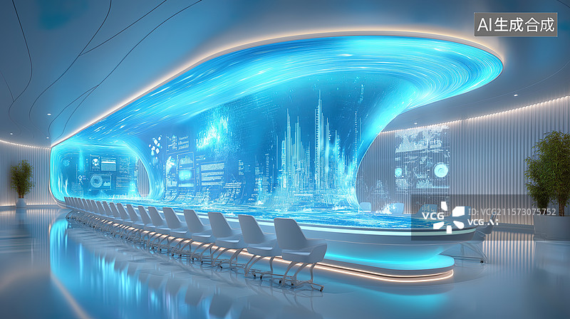 【AI数字艺术】未来主义会议室图片素材