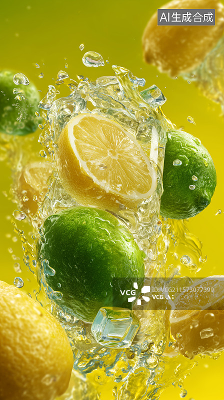 【AI数字艺术】柠檬与青柠清凉夏日冷饮图片素材