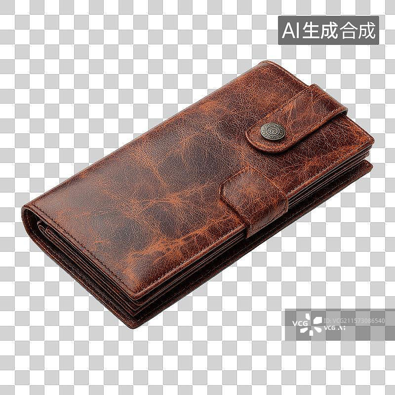 【AI数字艺术】白色背景上精致男士长款钱包商业成功和财务智慧父亲节、企业概念和男性产品写实商业设计透明元素图片素材