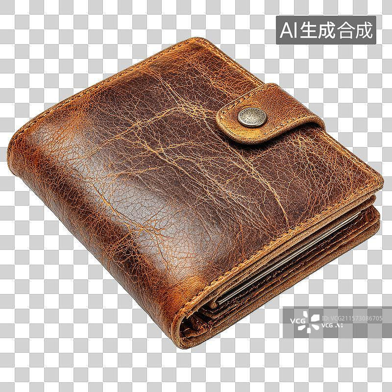 【AI数字艺术】白色背景上精致男士长款钱包商业成功和财务智慧父亲节、企业概念和男性产品写实商业设计透明元素图片素材