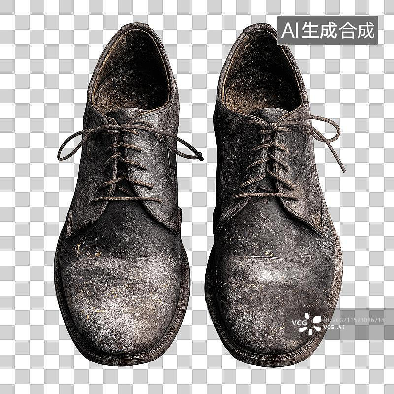 【AI数字艺术】白色背景上破旧优雅男士皮鞋商业成功和父亲节618节日促销企业活动和男性产品透明设计元素图片素材