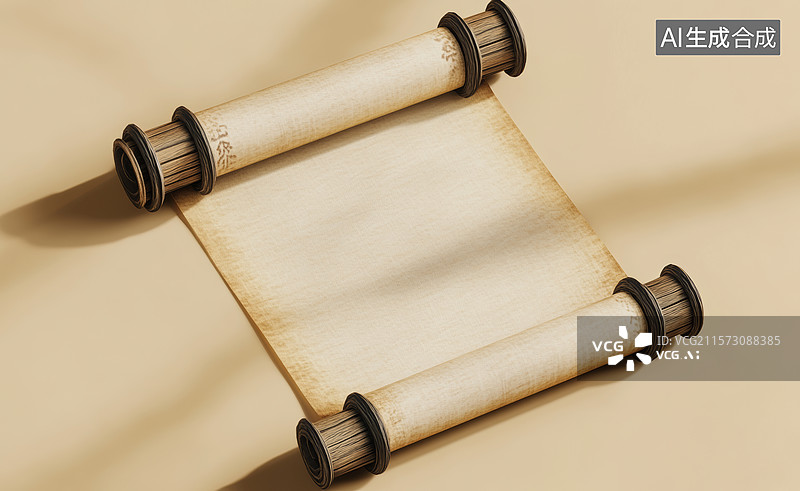 【AI数字艺术】古卷轴的静谧时光图片素材