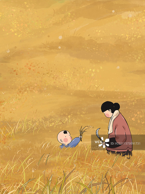 秋分割稻子图片素材