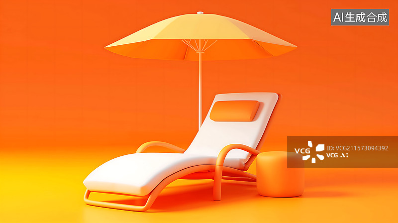【AI数字艺术】卡通风格的沙滩椅和旅游场景3D渲染图片素材
