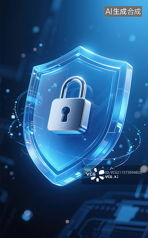 【AI数字艺术】网络安全护盾图片素材