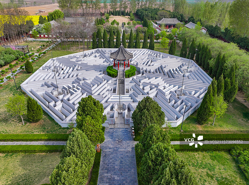 河南省安阳市汤阴县羑里城遗址航拍图片素材