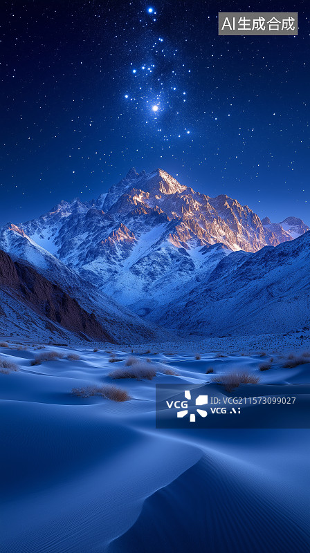 【AI数字艺术】雪地夜景中的道路图片素材