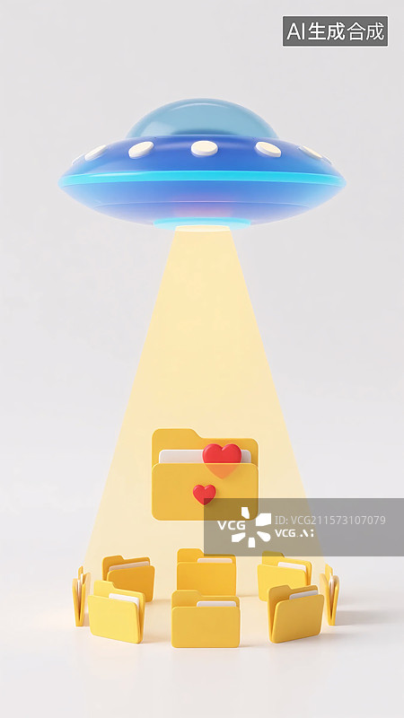 【AI数字艺术】UFO 爱心文件传输图片素材
