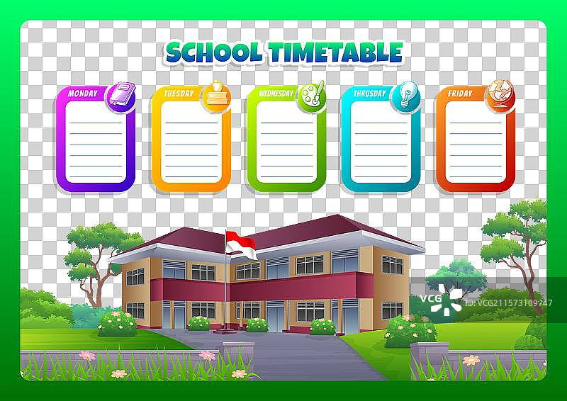印尼学校的课程表模板图片素材