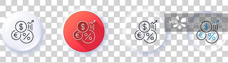 通货膨胀线条图标，货币税率标志线图片素材