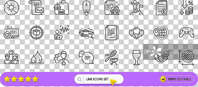 防水搜索车和领导力线条图标图片素材