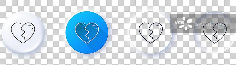 破碎心形线条图标，爱情暗恋标志线条图片素材