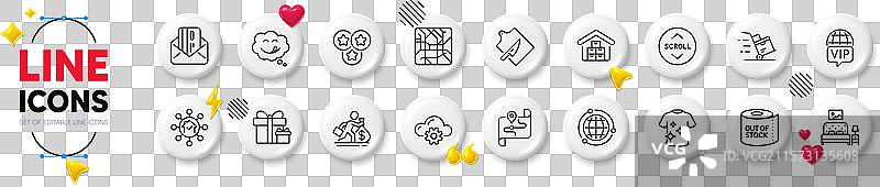 地球仪地铁地图和信用卡线条图标图片素材