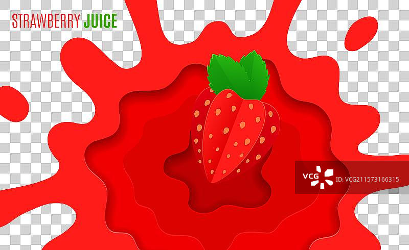 纸艺草莓果汁飞溅与浆果图片素材