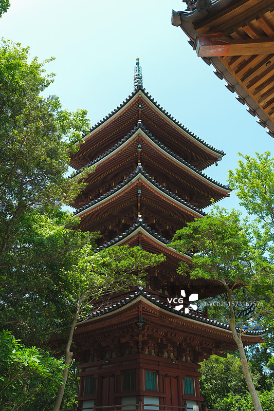 日本四国遍路第86番，志度寺五重塔图片素材