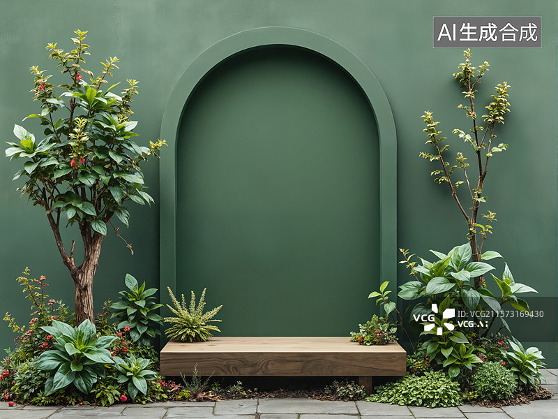 【AI数字艺术】绿色庭院风景图片素材