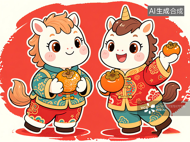 【AI数字艺术】可爱中国新年独角兽图片素材