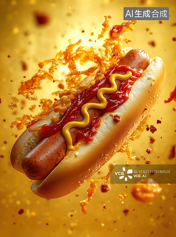 【AI数字艺术】热狗面包火腿食物图片素材