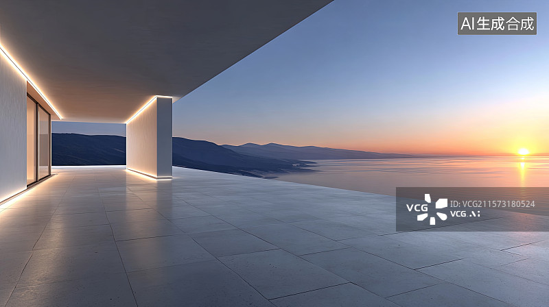 【AI数字艺术】现代简约建筑，汽车广告背景图图片素材