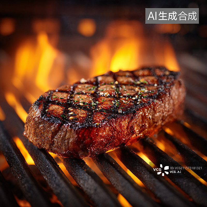 【AI数字艺术】滋滋冒油的烤牛排图片素材