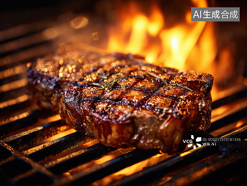 【AI数字艺术】滋滋冒油的烤牛排图片素材