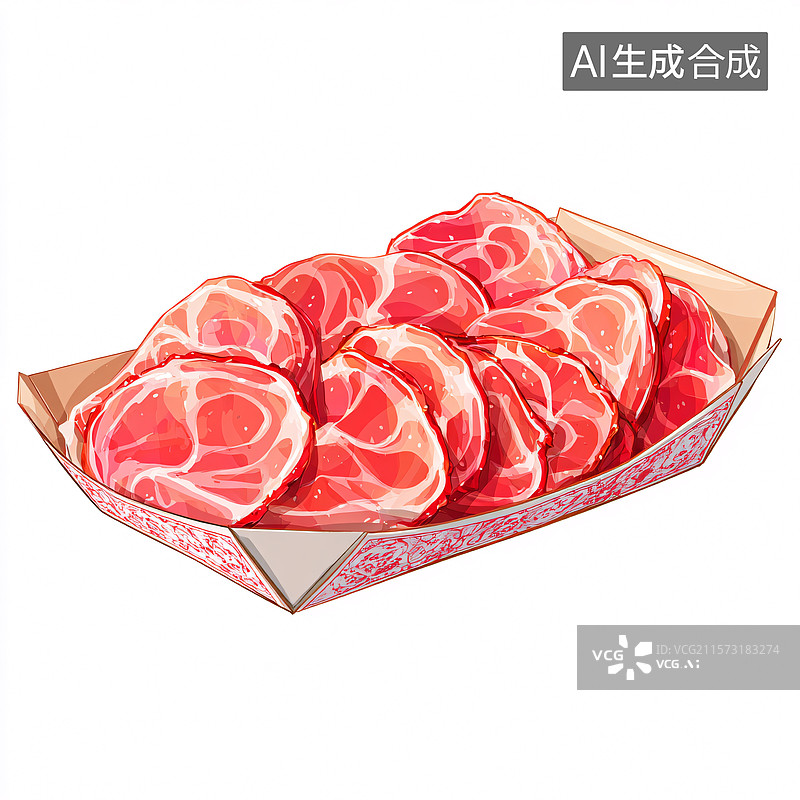 【AI数字艺术】一盒火腿肉片图片素材