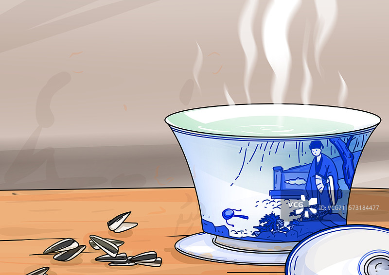 茶 瓜子 茶馆 盖碗 盖碗茶 青花瓷图片素材