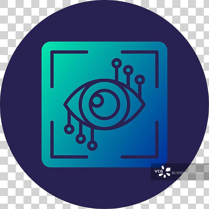 眼睛扫描仪图标，圆形渐变设计图片素材