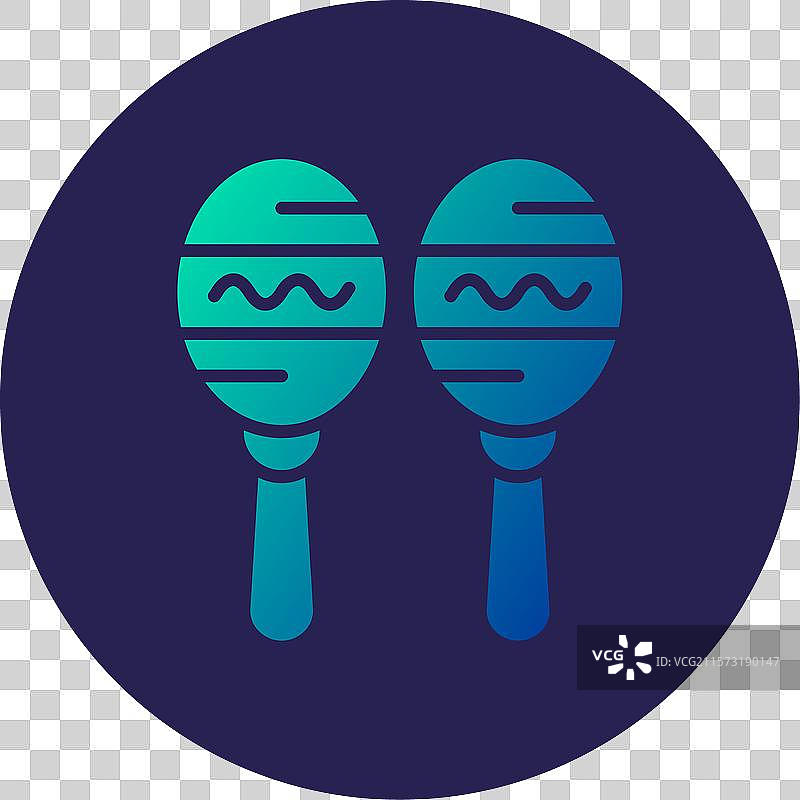 马拉卡斯乐器图标，圆形渐变设计图片素材